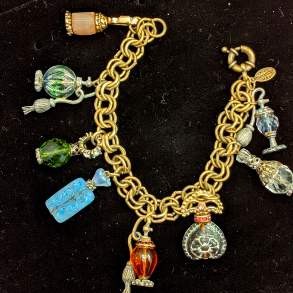 Vintage Sweet Romance Perfume Bottle Charm Bracelet